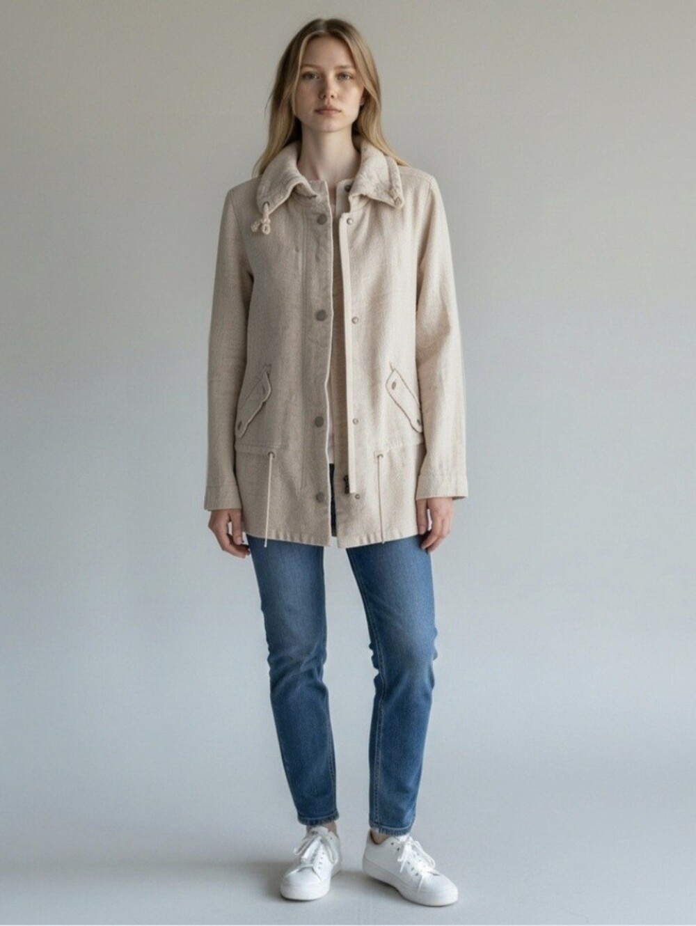 Rag‎ Poets Khaki Colored Linen Jacket Size 1X